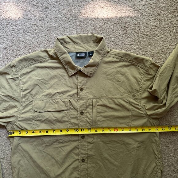 Eastern Mountain Sports Shirt Mens Large Button Up Vented Nylon Light Brown - Picture 6 of 11
